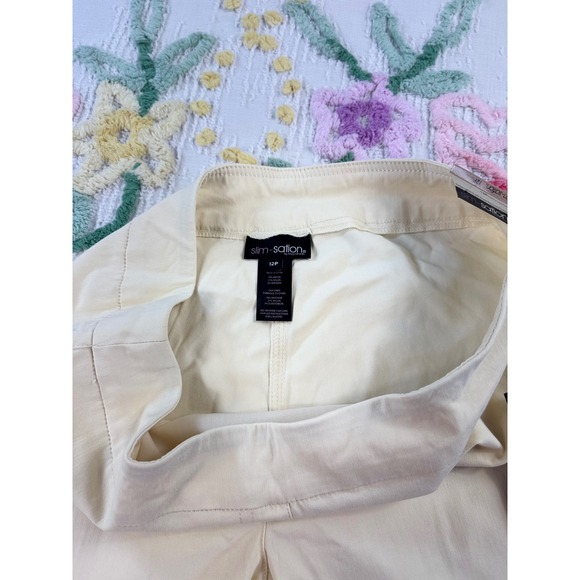 Slim-sation Womens Size 12P Petite Straight Leg Pants Ivory Stretch - Picture 5 of 8